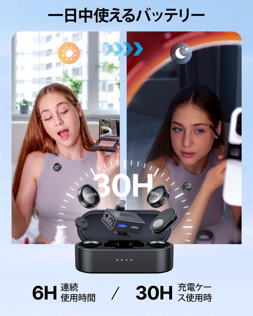 BOYA BOYALINK3 Wireless Lapel Microphone, Type-C, Lightning, and 3.5mm, Compatible with iPhone 16 Series, Android, iPhone, and Cameras, with AI Noise
