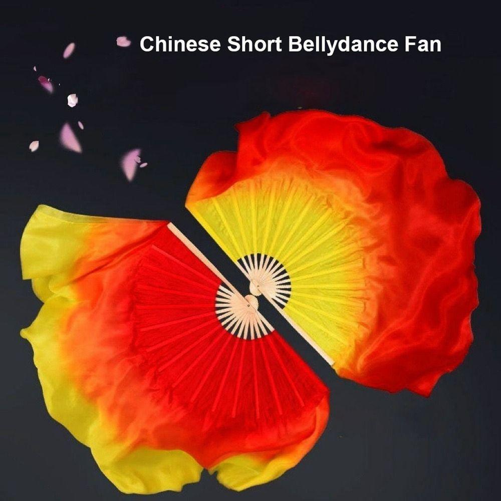 31cm Bamboo Pairs Yangko Dance Bamboo Fans Hand Dye Adults Fan  Kid Women