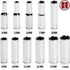 11Pieces Metric Long Chrome Socket Set 6-Point Deep Socket 1/4-Inch Drive From 4 Mm To 14 Mm Professional Grade