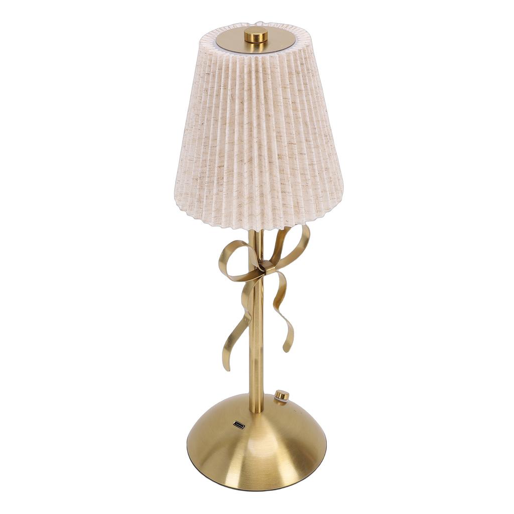 Fabric Bow Lamp Cordless Modern LED Bowknot Table Cute Nightlight Rechargeable for Bedroom