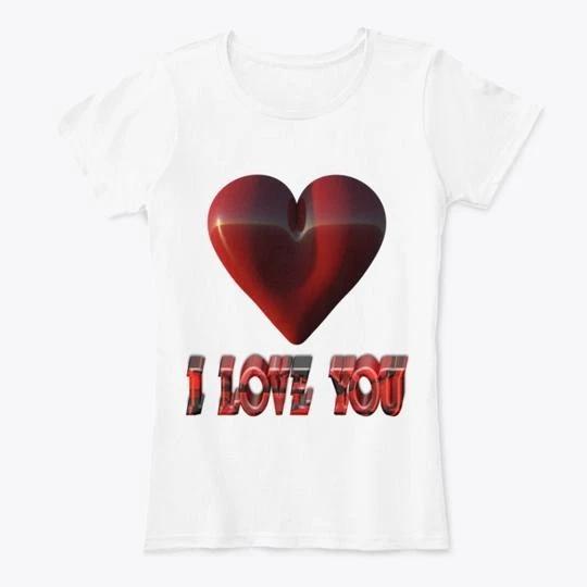 I Love You 3d 100% Cotton T-shirt Mens Tees Top Made in the USA T-Shirt Tee Top Unisex 2XL