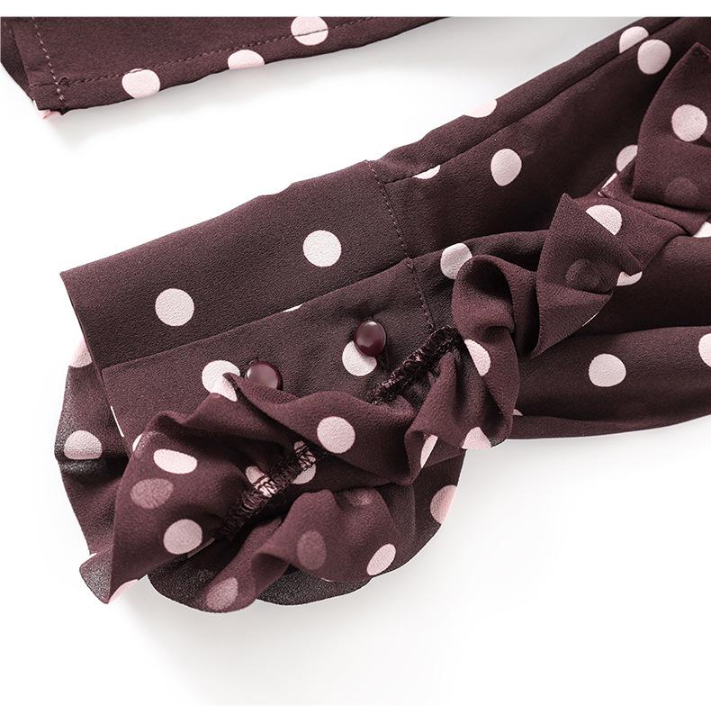 Elegant French Polka Dot Chiffon Shirt: Stylish Bow Design for Early Spring