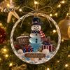 Seasonal Festive Decorations Ocean Themed Christmas Ornaments, Lighthouse/Wreath/Santa Claus/Xmas Tree/Snowman/Deer Hanging Wall Decor Decor, Acrylic