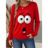 Funny Face 3d Print Long Sleeve T-Shirt Casual Women's Clothing Long Sleeve T-shirt Fashion Casual Oversized Tops Tees Female