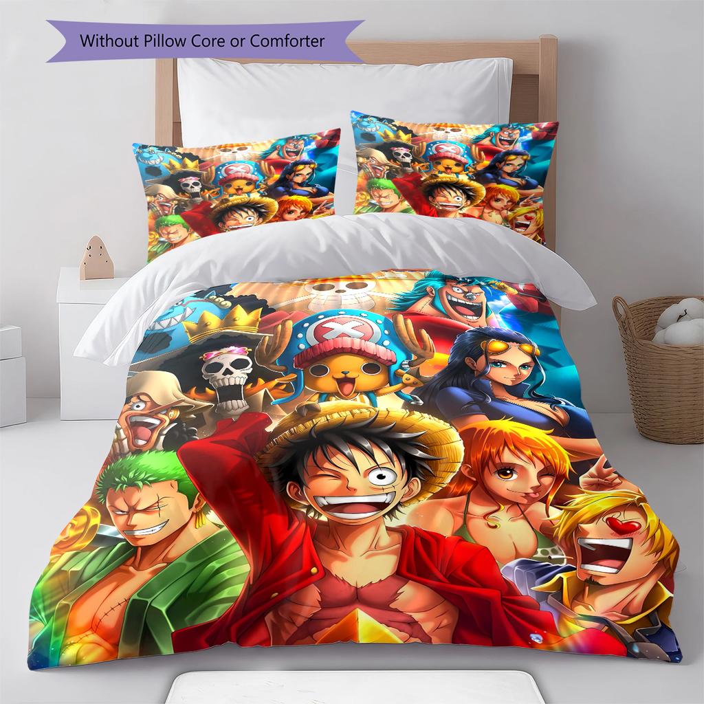 Luffy Pattern Bedding Quilt Set Quilt Cover Pillowcase Home Decoration Gift (1 * duvet cover + 2 * pillowcase, without core)