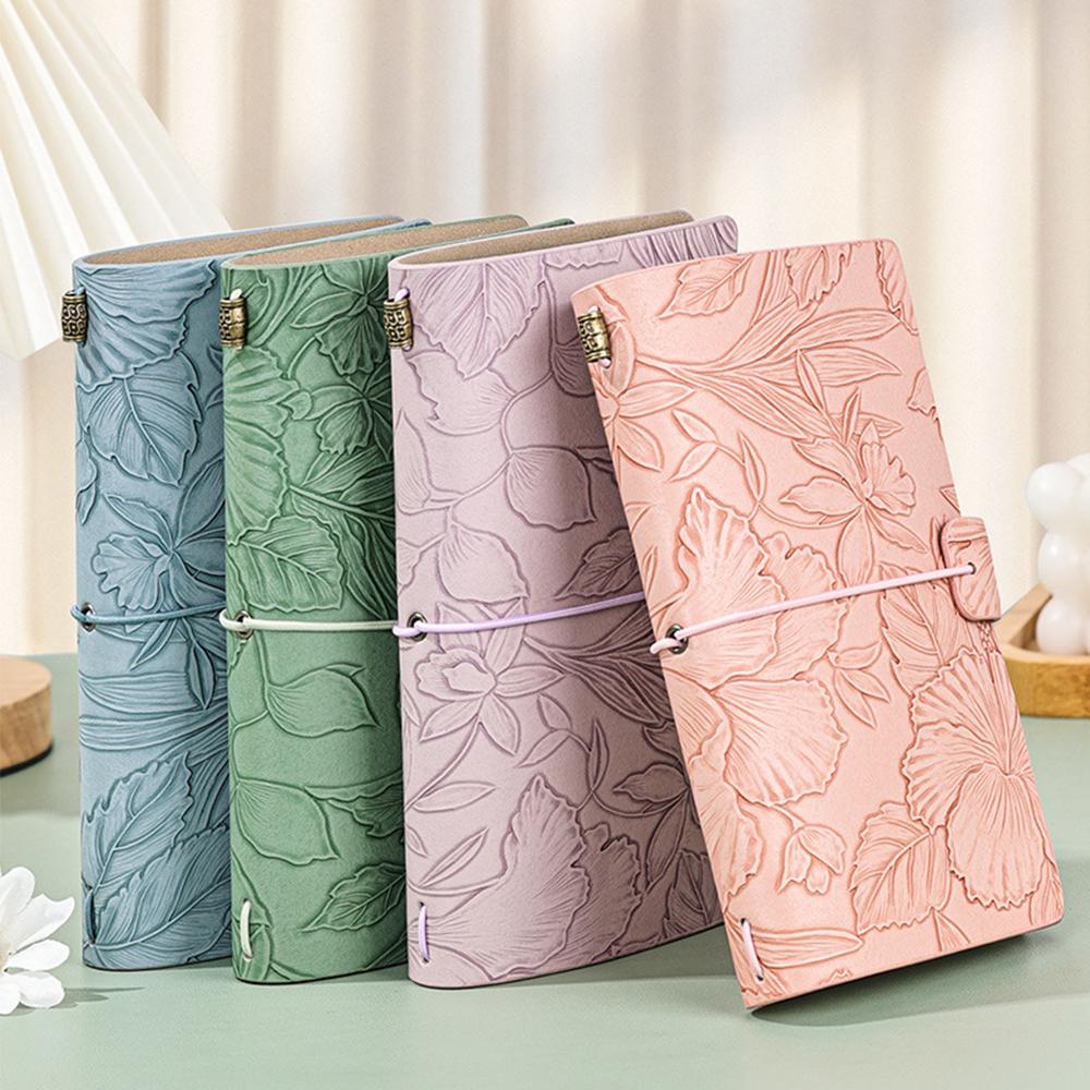 (Logo Can Be Engraved) A6 Student Printed Ledger, Leather Business Notebook with Strap, Notepad, Travel Diary, Portable Memo, Meeting Record Book