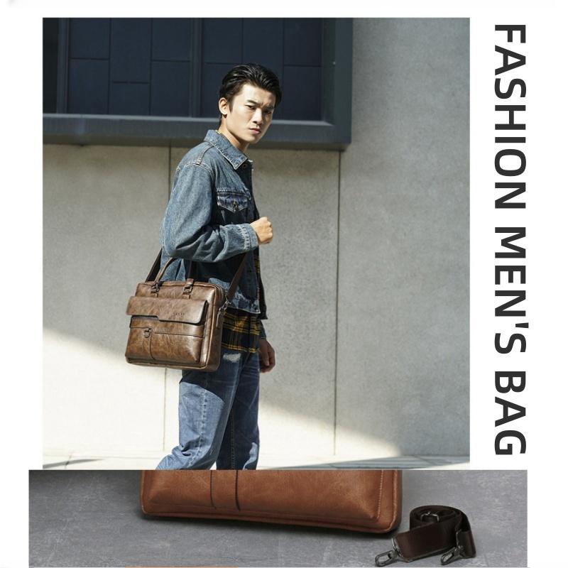 Borsa a mano da uomo in pelle PU impermeabile, borsa a spalla retrò alla moda, borsa da lavoro per computer, borsa a tracolla, valigetta, regali di compleanno per il marito