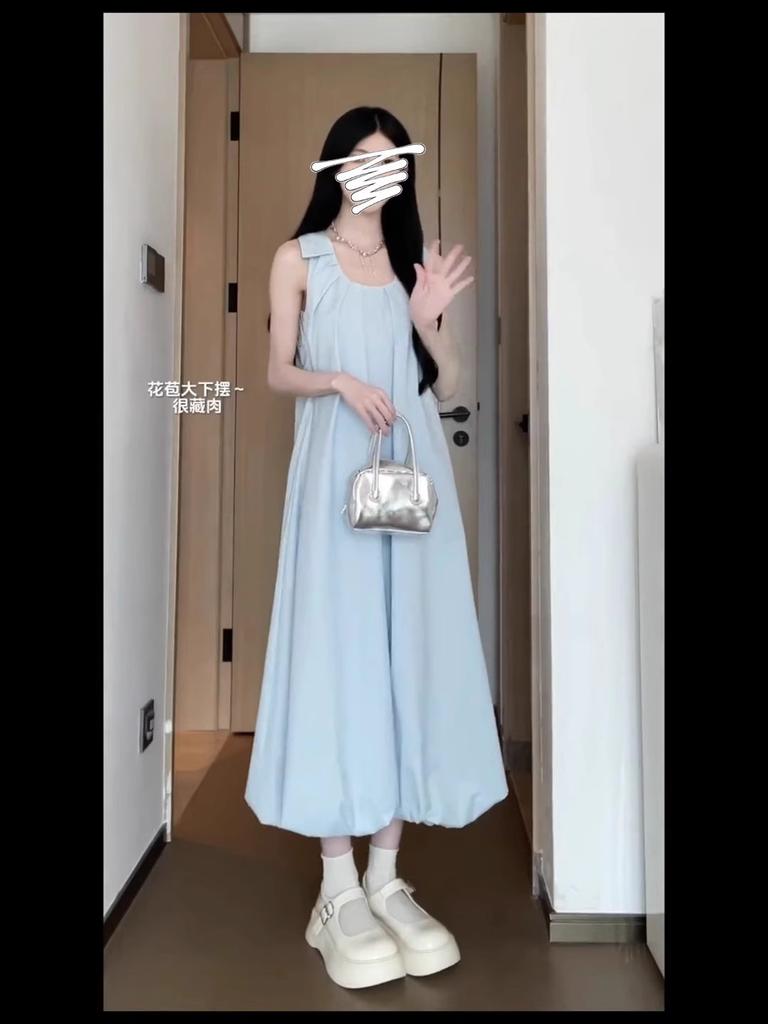 Today's Popular Beautiful Skirt Chic Pleated Bud Long Dress Design Sense Niche Vest Dress Summer