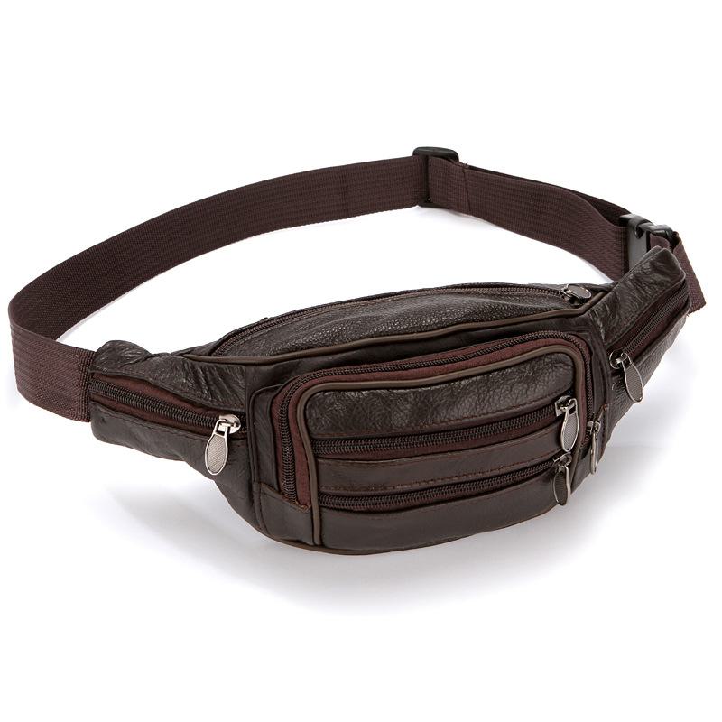 

Многофункциональная поясная сумка из коровьей кожи с 6 карманами для мужчин, идеально подходит для уличной торговли и использования в бизнесе.. Большая вместимость для наличных денег и монет. upgraded, 6 zippers, 32*12cm кофейный