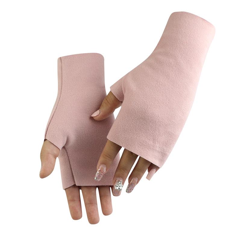 Student writing warm gloves autumn and winter half-finger gloves German velvet cationic men's and women's touch screen dew five-finger manicure