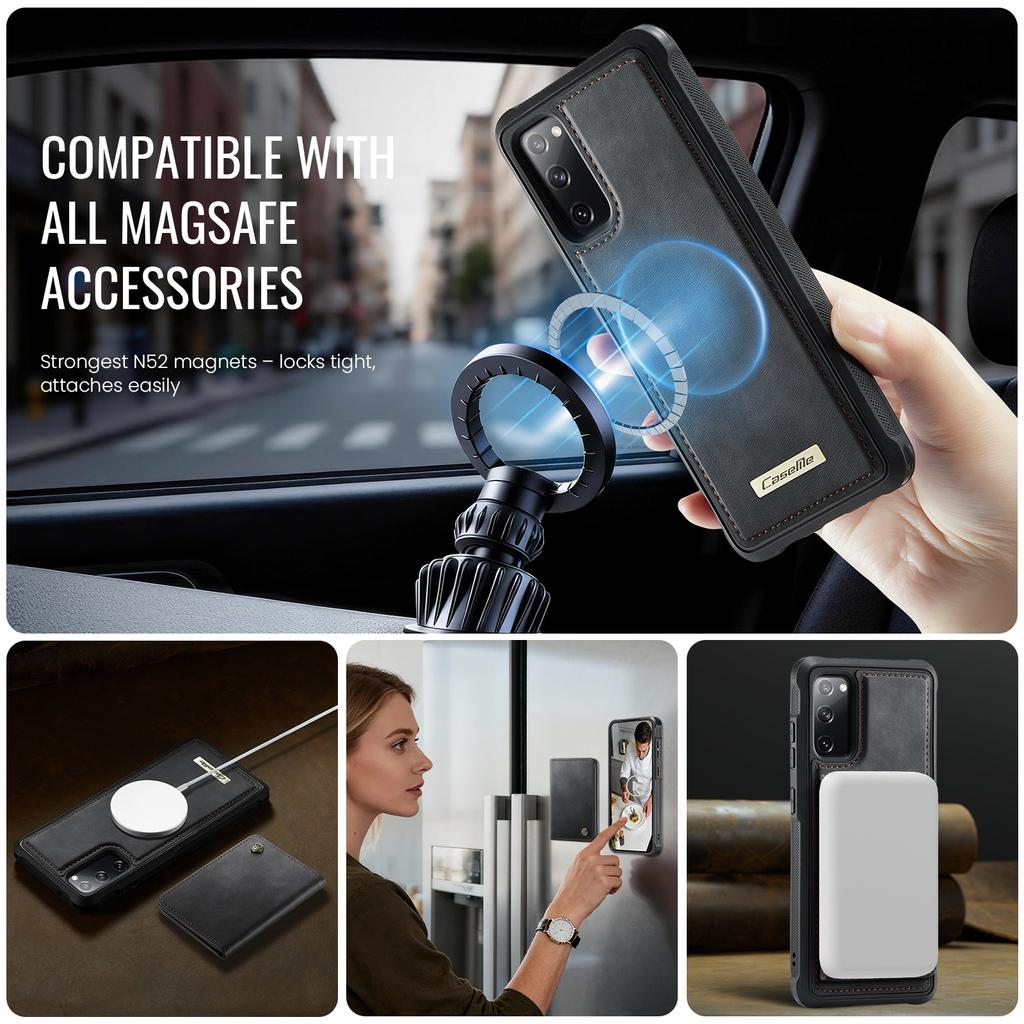 For Samsung Galaxy S20 FE Magnetic Case CASEME ME80 Series Leather PC TPU Phone Cover with Detachable Wallet