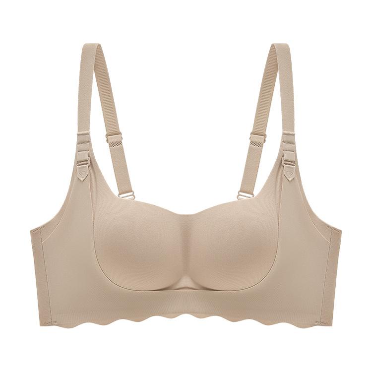 Double-layer Pull-up One-piece Non-marking Gathering Thin Cup Upper Support Anti-sagging Breast No Steel Ring Bra