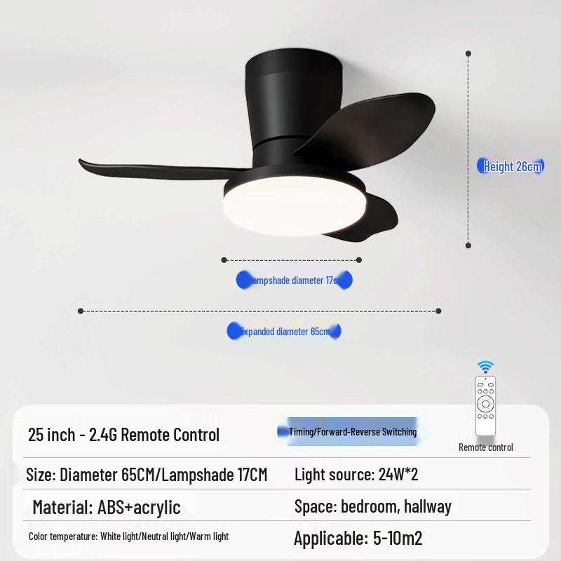 Five-Blade Ceiling Fan with Light, Silent & Variable Frequency for Living Room, Bedroom & Dining Room