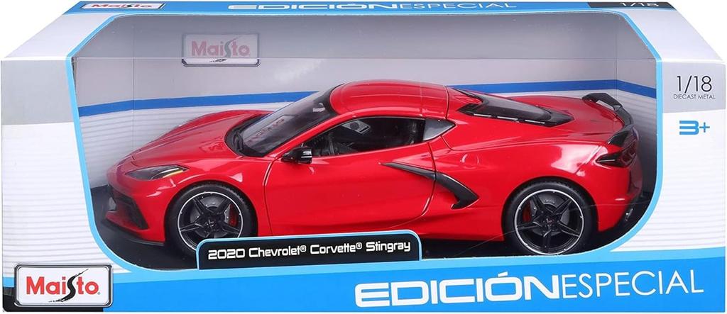 Maisto 2020 Chevrolet Corvette C8 Stingray Red Scale Model Special Edition 2020 Chevrolet Corvette C8 Stingray Die Cast Torch Red Diecast Car 1/18