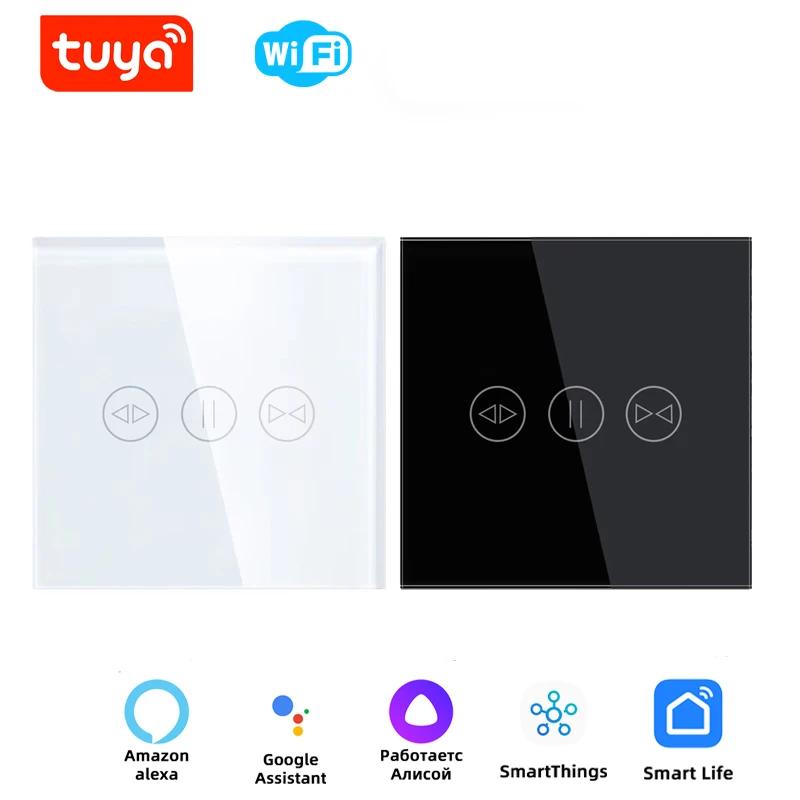 Tuya WiFi Curtain Switch EU/US Neutral Wire Required Roller Shutter Blind Touch Wall Switch Smart Life APP For Alexa Google Home