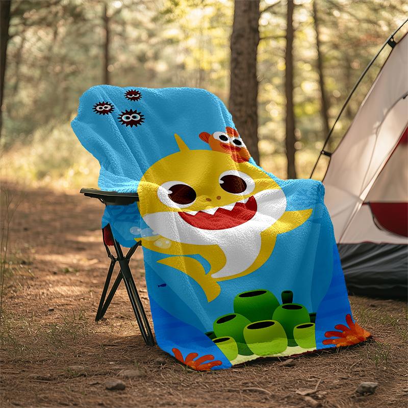 1pc Shark1 Theme Blanket - Digital Print, Polyester, Cozy for All Seasons, Perfect for Outdoor, Camping, and Travel