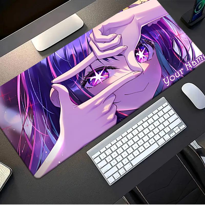 1PC Custom Name Purple Eyes Dream Mouse Pad, Keyboard and Mouse Desk Pad, for Computer Notebook  Birthday Gift For Any Room Or Office