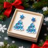 Minimalist  Acrylic Christmas Tree Pendant Earrings for Women Cartoon Colorful Print Xmas Tree Star Earrings Jewelry Gifts