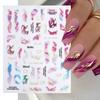 1PCS Black White Butterfly Laser Nail Stickers Nail Art Decoration Abstract Lines Bronzing Flowers Stickers For Nails