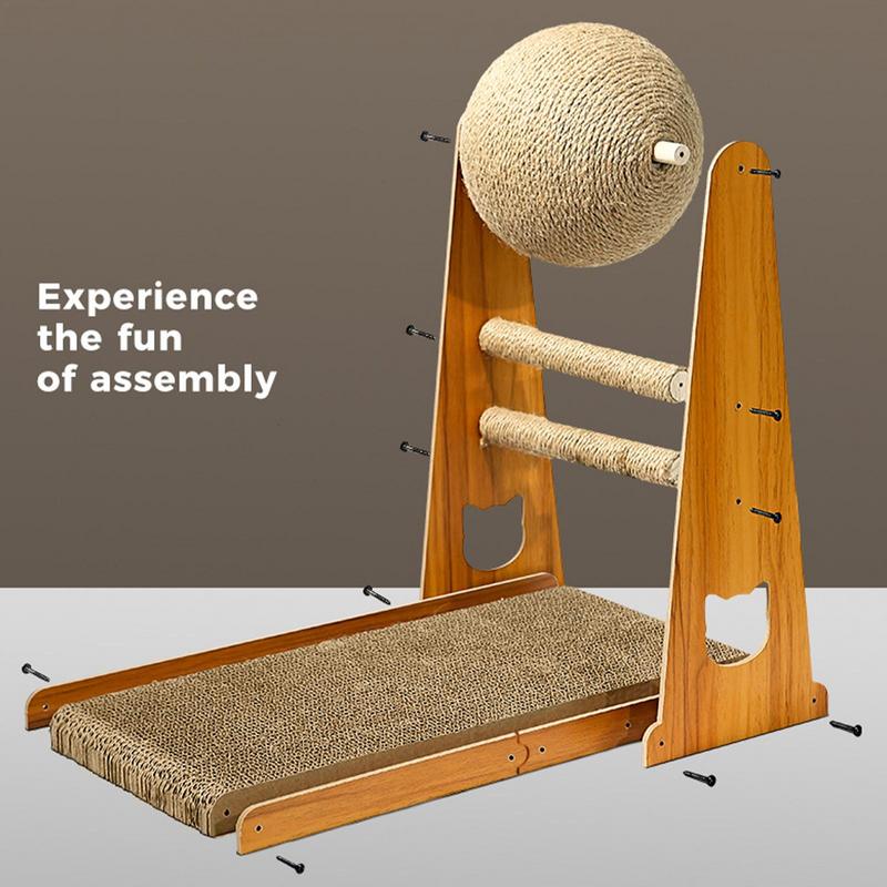L Shaped Cat Scratcher Vertical Cat Scratching Post With Ball Scratch-Proof Sisal Cat Scratcher Toy Durable Detachable Cat Bed