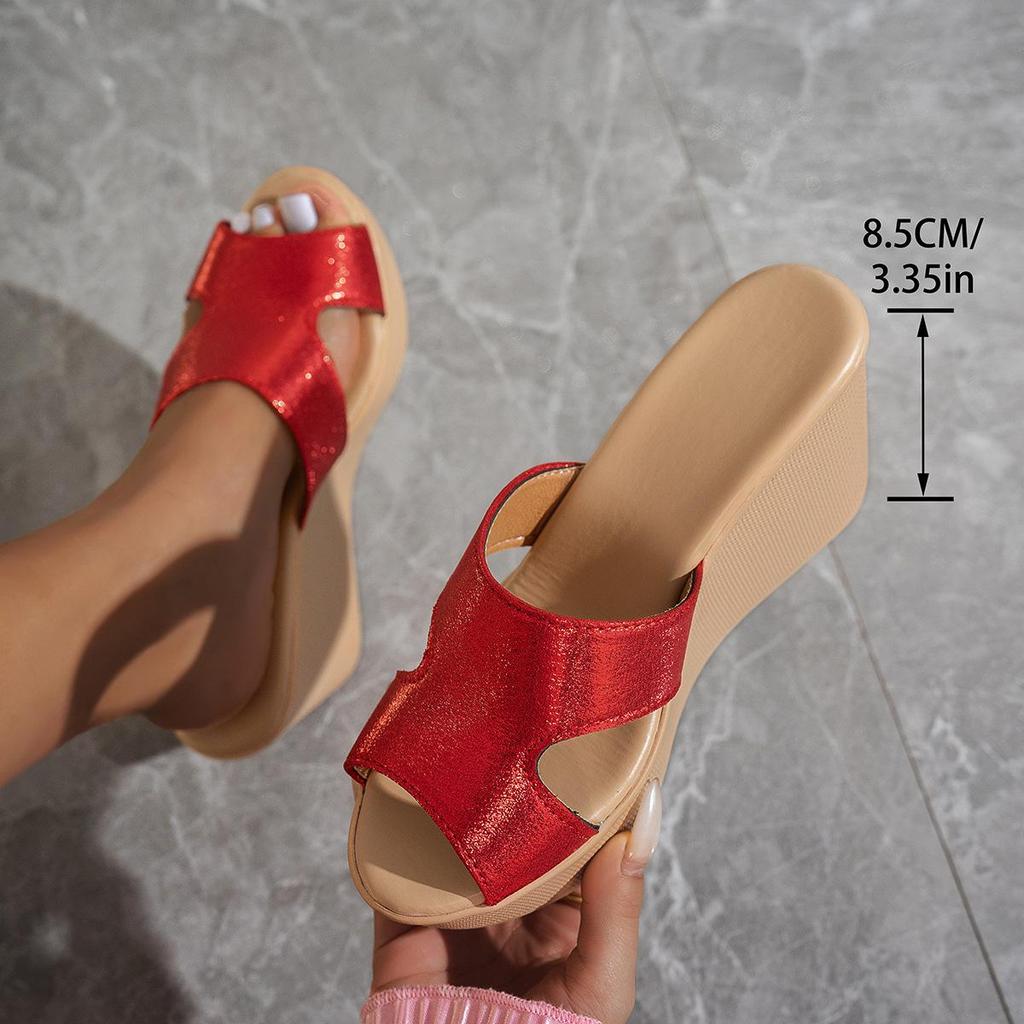 Dámské pantofle na klínovém podpatku Módní pantofle s platformou Otevřená špička 8cm Platformové sandály Designérské dámské pantofle Mules Boty