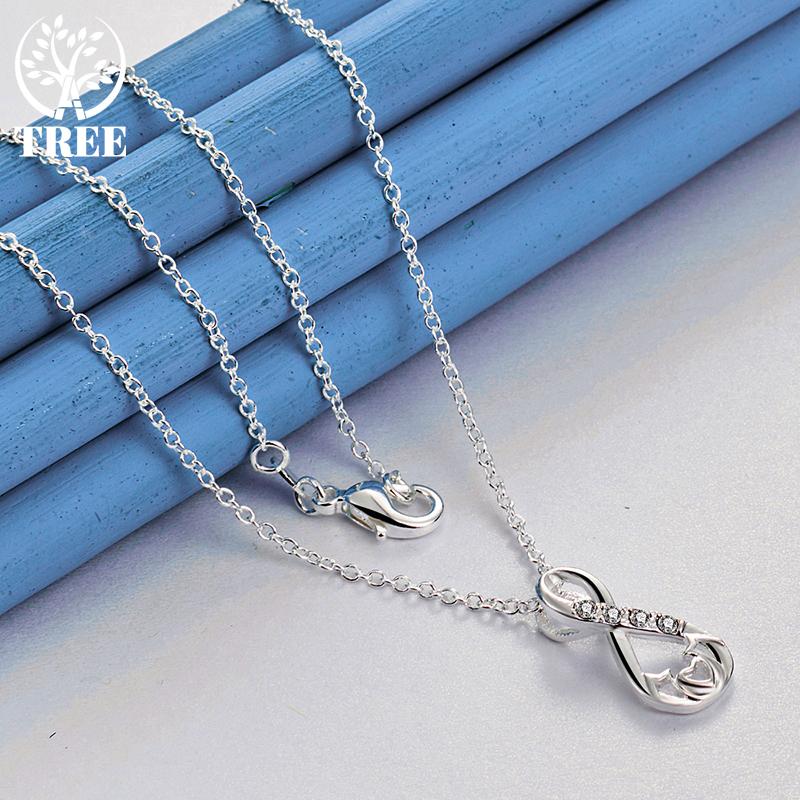 925 Sterling Silver Heart AAA Zircon Pendant Necklace Jewelry