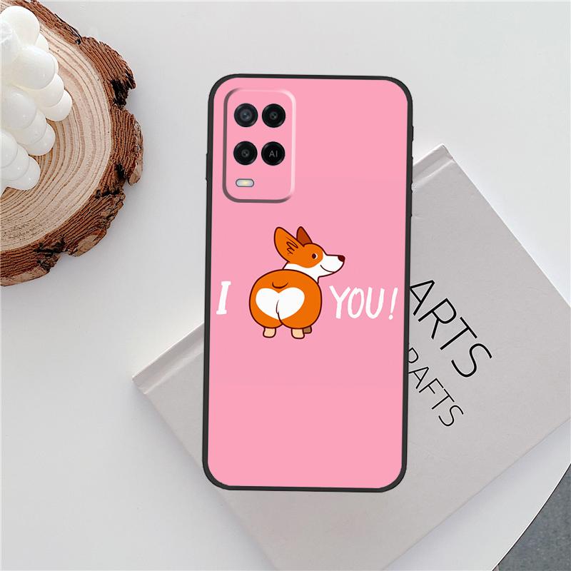 Cartoon Corgi Case For Oppo A60 A74 A94 A54 A18 A38 A58 A78 A98 A40 A80 A16 A76 A96 A15 A57S A17 A77 Cover