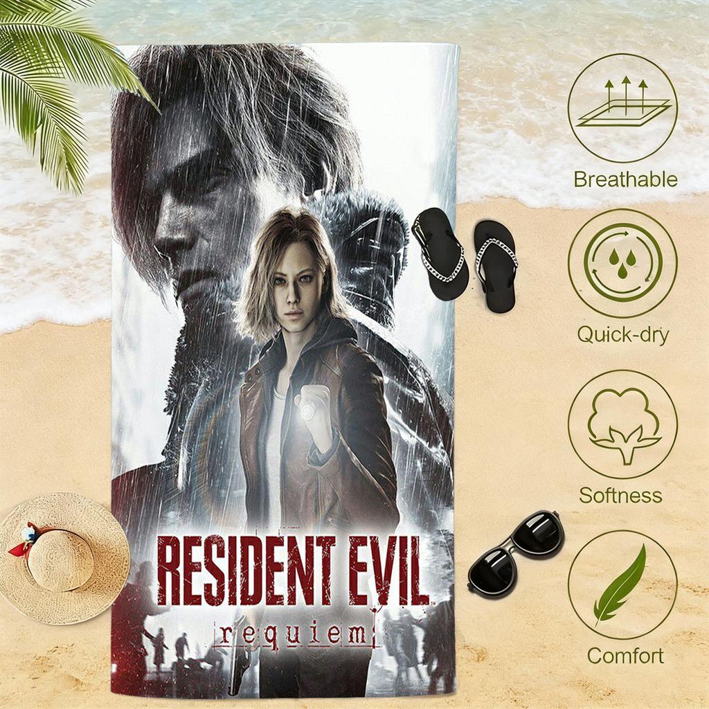 1PC R-Resident Evil Leon Kennedy Beach Towel Microfiber Quick Dry Soft Skin Friendly Gym Sports Towel Trendy Beach Accessories