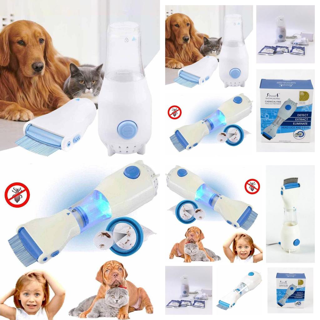 Electric Vacuum Head Lice Nit Comb Brush Pet Dog Flea Filter Remover Treatment