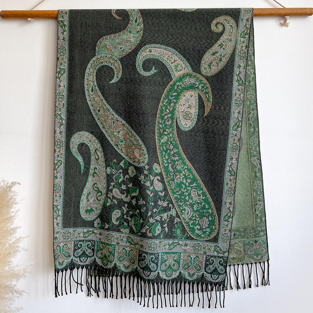 Retro Cashew Jacquard Imitation Cashmere Jacquard Shawl Women'S, Flowers Are Specially Designed For Thick And Warm Outfits