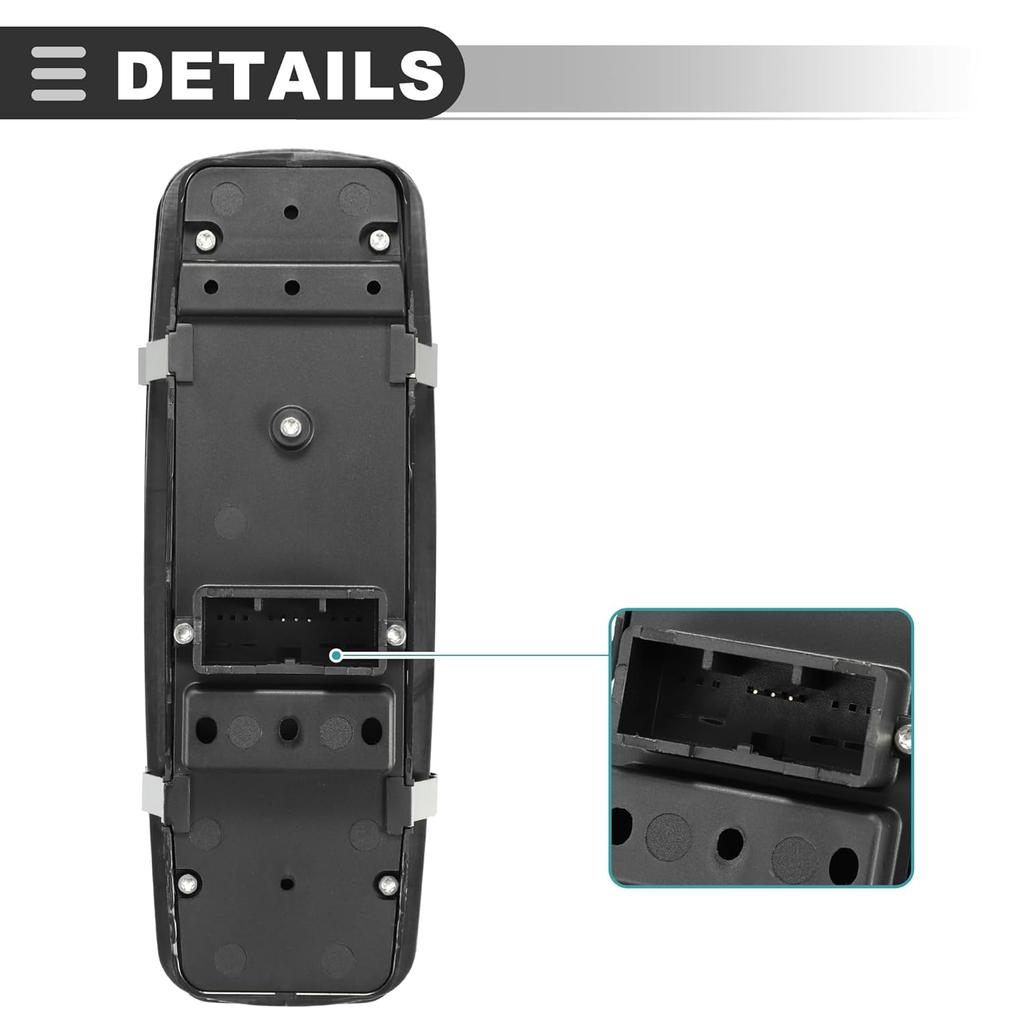 Motoforti Power Window Switch, Left Driver Side Master Power Window Switch, for Chrysler Pacifica 2017-2019, Plastic, No.68234092AC, Black