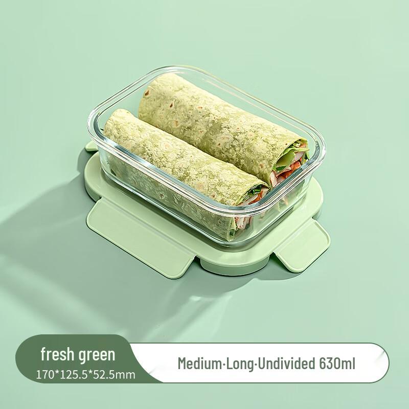 Glass Microwaveable Lunch Box with Air Valve Lid Long Medium 630ml