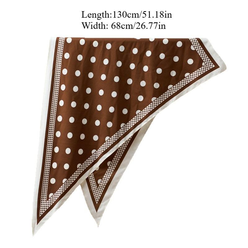 1 New Simple Coffee-Colored Polka Dot Printed Triangle Scarf Fashionable Versatile Belt Diagonal Scarf Women'S High-End Silk