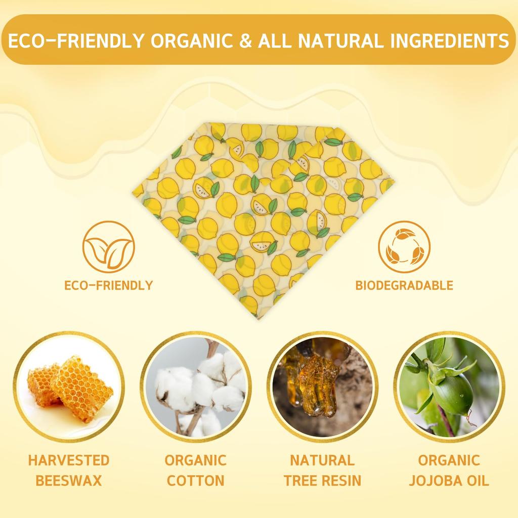 Reusable Beeswax Wrap Eco-Friendly Beeswax Wraps For Food Bread Sandwich Wrapper - Organic, Sustainable Zero Waste Food Storage