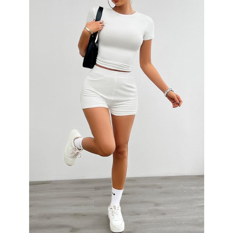 Women's Y2K Summer Sexy Solid Color Slim Short Pants Set