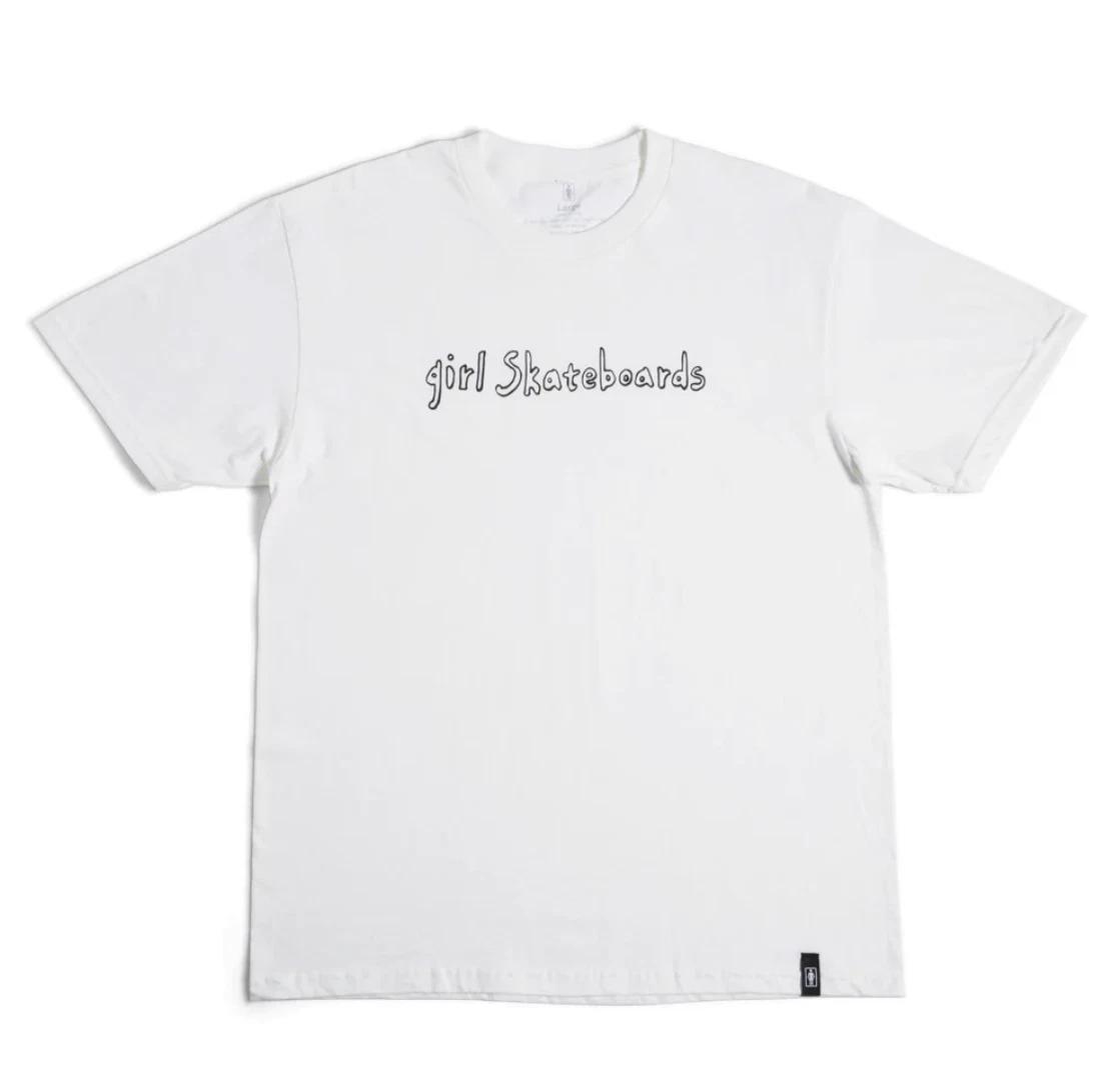 Girl Skateboards Hand Script Skate Tee Black, White, Purple Artist Misato Suzuki 2XL
