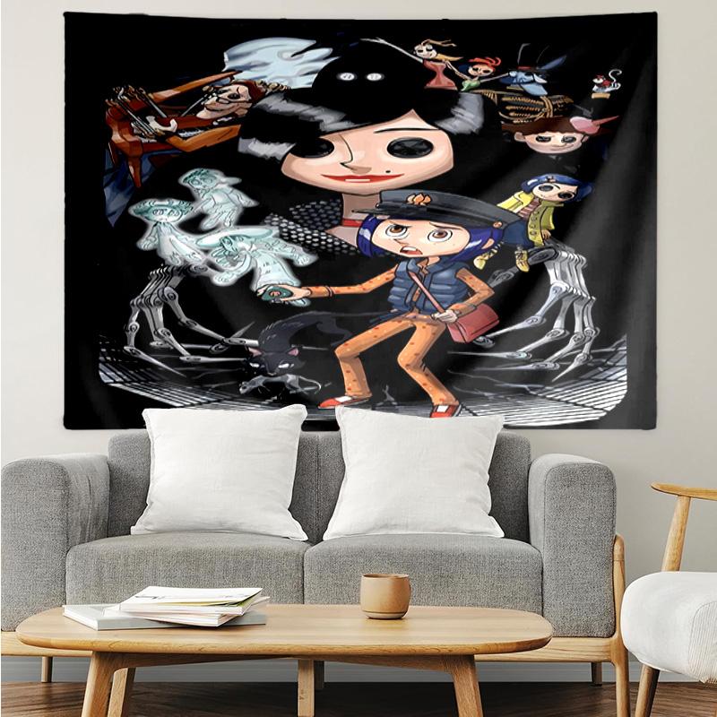 Coraline Tapestry for Bedroom Aesthetic Classroom Tapestries Wall Hanging for Living Room Dorm Office,Ideal Creative Gift