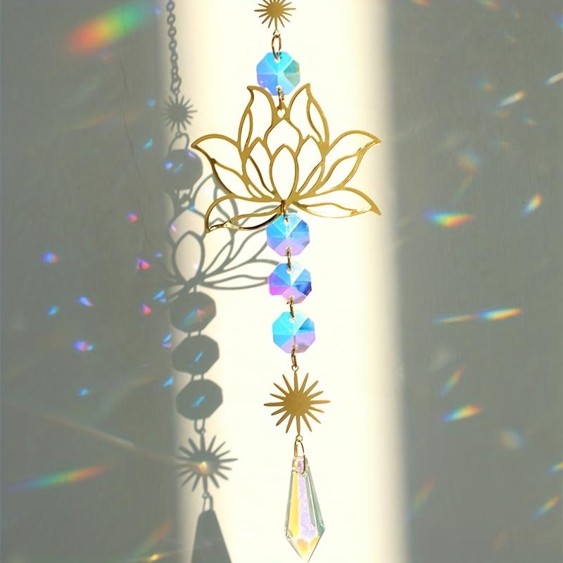 1pc Suncatcher Gardening Crafts Gold Lotus AB Colour Pendant Crystal Decoration Pendant
