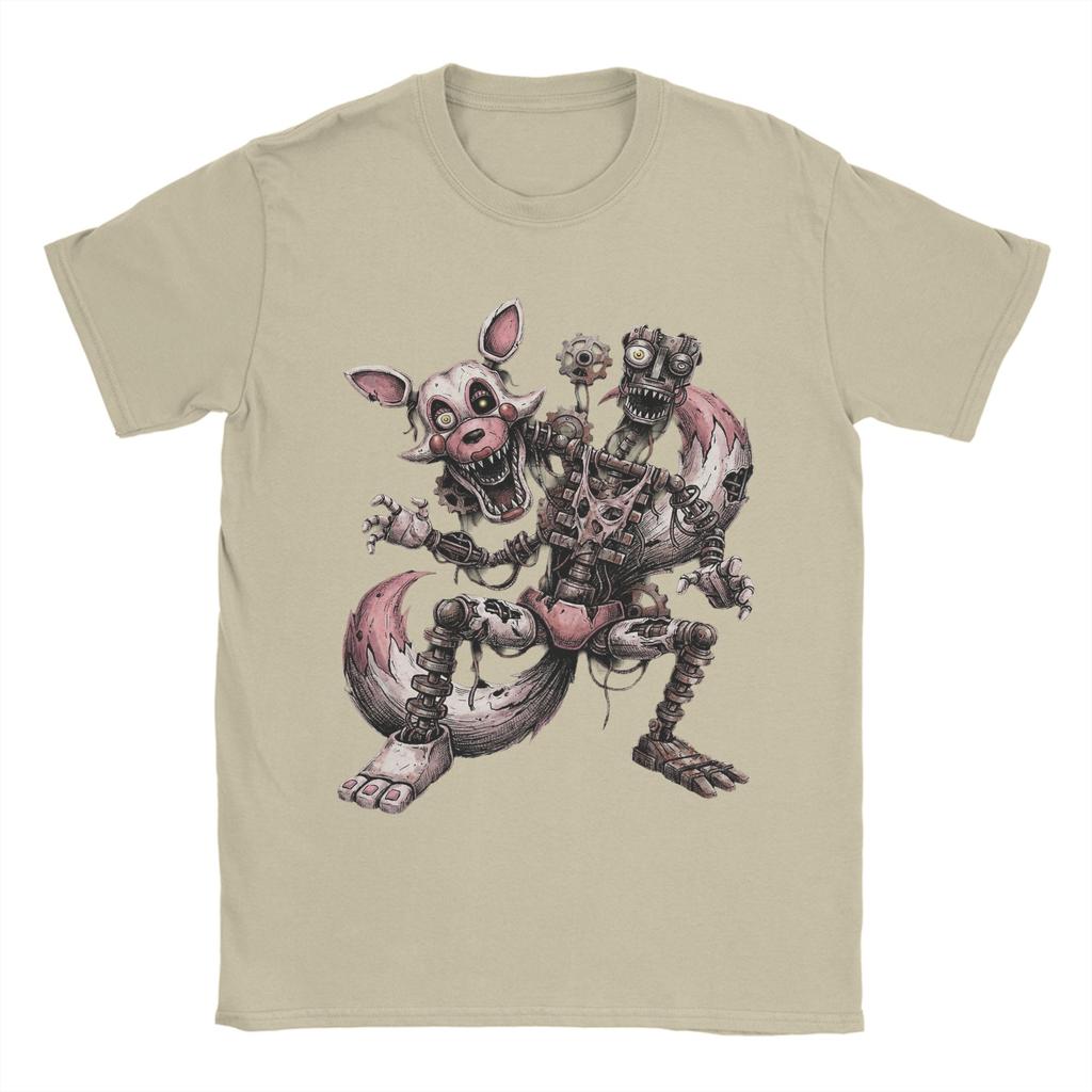 Mangle White Fox Pink Accents Horror Icon Freddyed Bonnie Game TShirts for Men Humor Pure Cotton Tee Shirt T Shirts Summer Tops