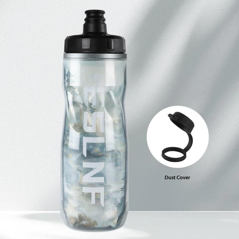 610ml Insulated Bike Water Bottle PP Heat & Cold Retention Leakproof Reusable Drink Cup for Picnic Camping Cycling