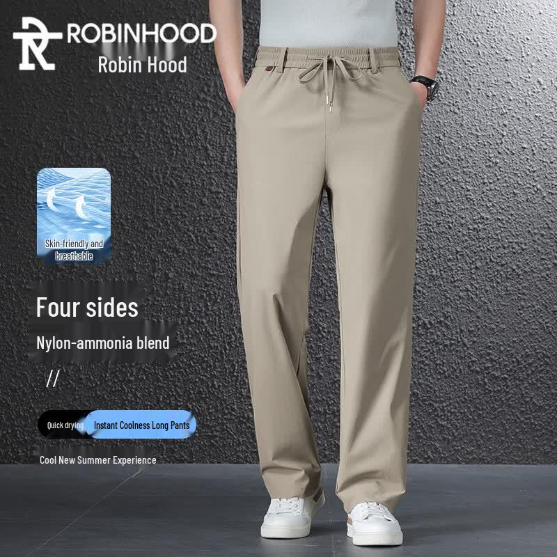 ROBINHOOD Men s Summer Ice Silk Casual Straight-Leg Pants 2XL