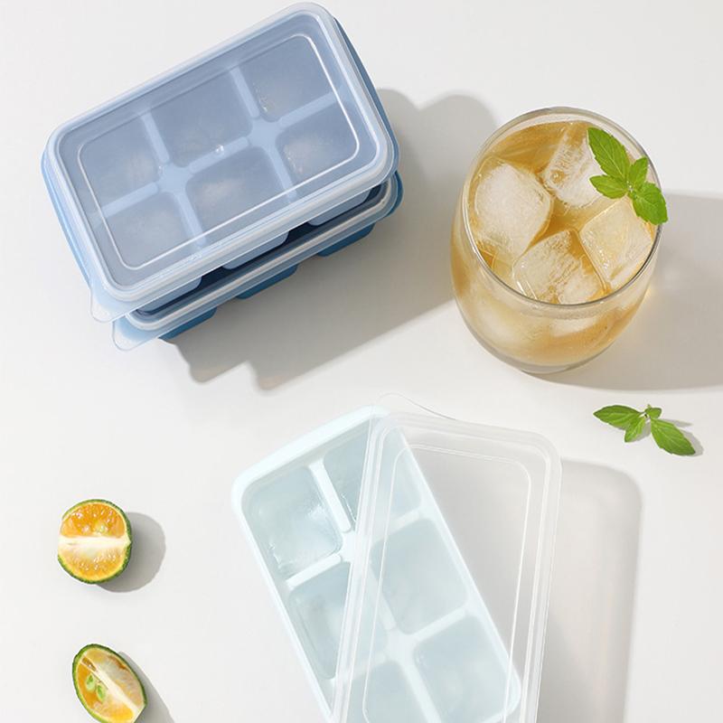 1 Paquete de Bandejas de Cubitos de Hielo de Silicona con Tapas Antiderrames, Fácil de Desmoldar, para Congelador, Whisky, Cócteles, Comida para Bebés y Bebidas - 6 Cubitos