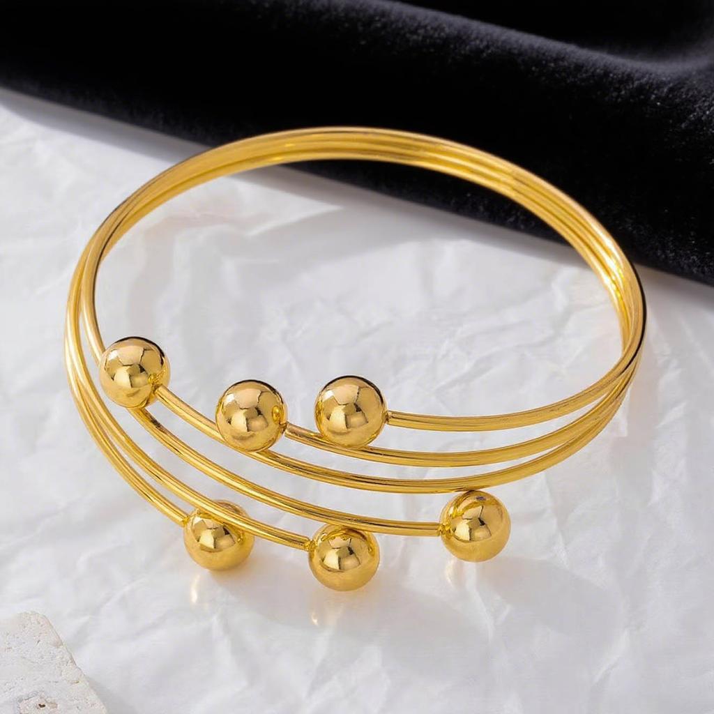 Metal Personality Gothic Exquisite Upper Arm Bracelet Opening Adjustable Multi-layer Ball Arm Ring Design Female