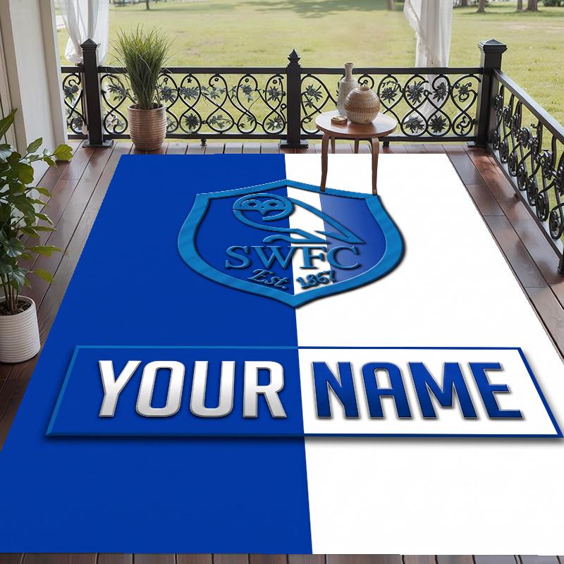 Custom Name Sheffield Wednesday Crystal Velvet Floor Rug Personalized Text Soft Carpet Home Decor
