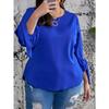 Plus Size Women S Lantern Sleeve Tie Shirt Loose Commute Top