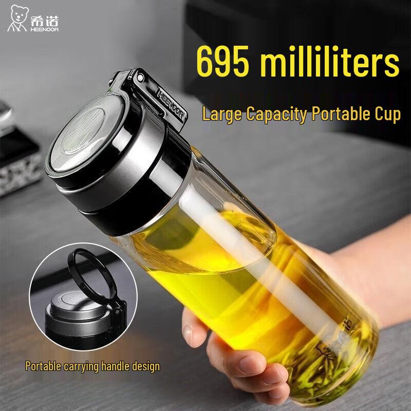 XINUO Portable Borosilicate Glass Tea Infuser Bottle