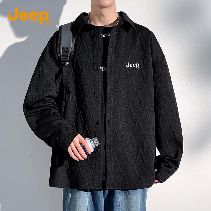 JEEP Men s Textured Loose Fit Long Sleeve Shirt M