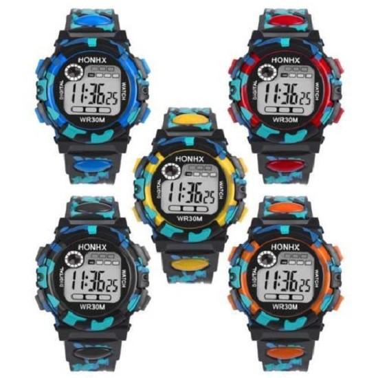 Honhx Men's Multi-functional Led Sports Watch In Stylish Camouflage Design For Students And Kids With Waterproof Features And Night Light