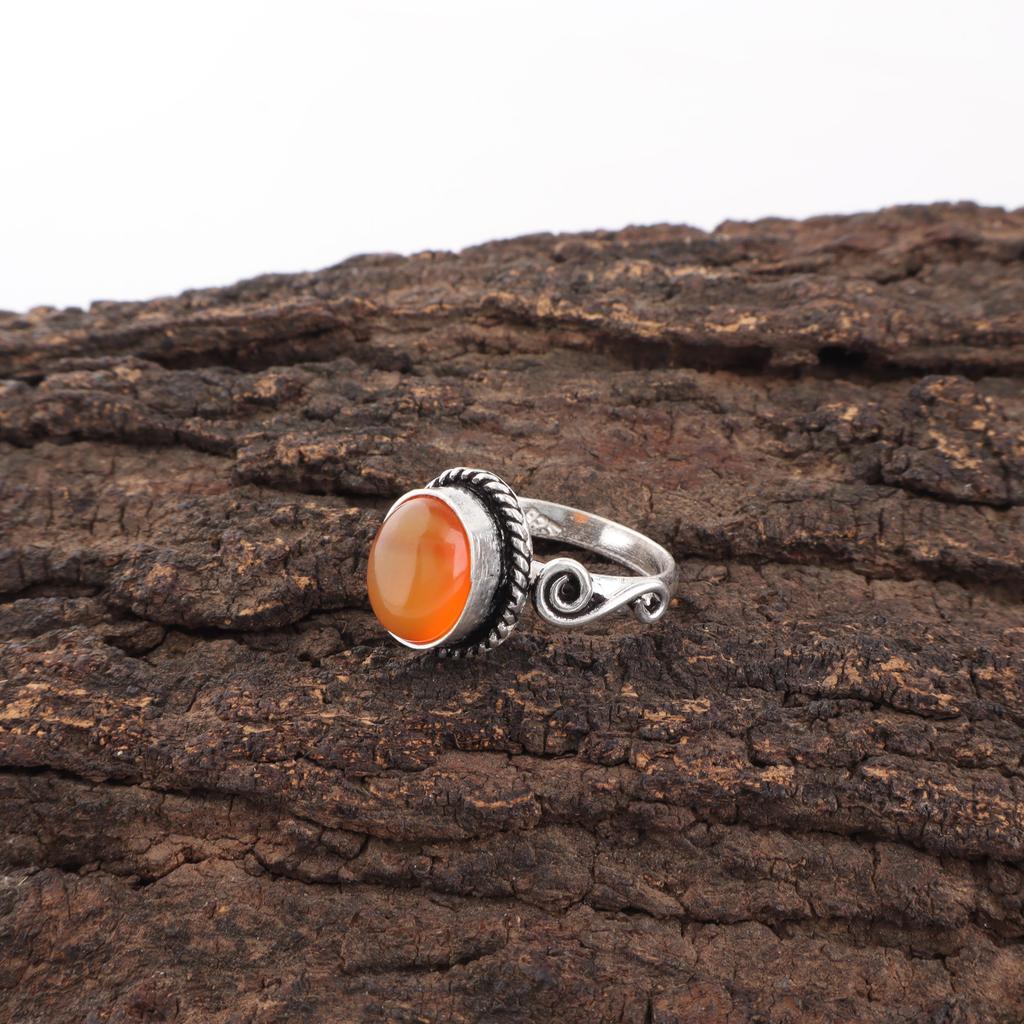 Carnelian Gemstone Jewelry, 925 Solid Sterling Silver Ring, Handmade Dazzling Silver Ring Jewelry For Thanksgiving Gift