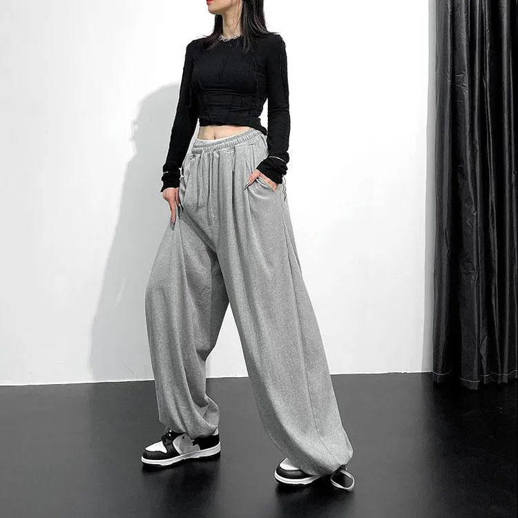 

High-waisted Slimming Casual Versatile Harem Pants Loose-fit Wide-leg Bloomers for Women Trendy Fashionable Spring XXXL сірий